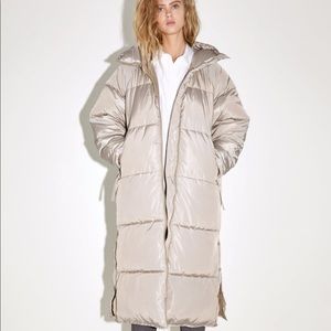 Zara Extra Long Water Repellent Puffer Coat